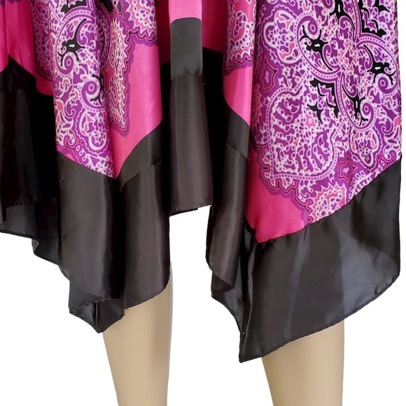 Melrose Black & Purple Scarf Skirt Dress Women's 8 Side Zipper Bra Insert - Picture 5 of 13